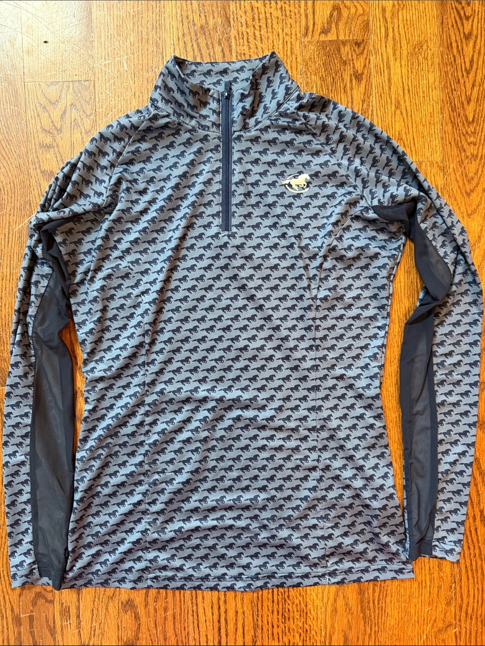 Piper equestrian vented 1/4 zip horse pattern long sleeve riding shirt